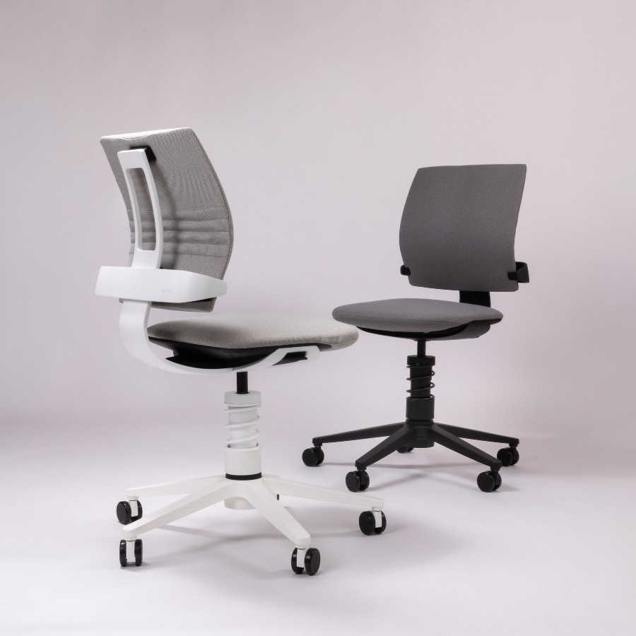 Aeris NEW 3Dee Bürostuhl | Stoff Cura schwarz | Standard-Feder | Gestell weiß