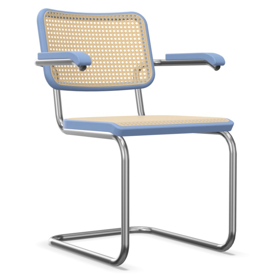 THONET S 64 V | Konfigurator Buche farbig gebeizt | Stahlrohr-Freischwinger | Gestell verchromt