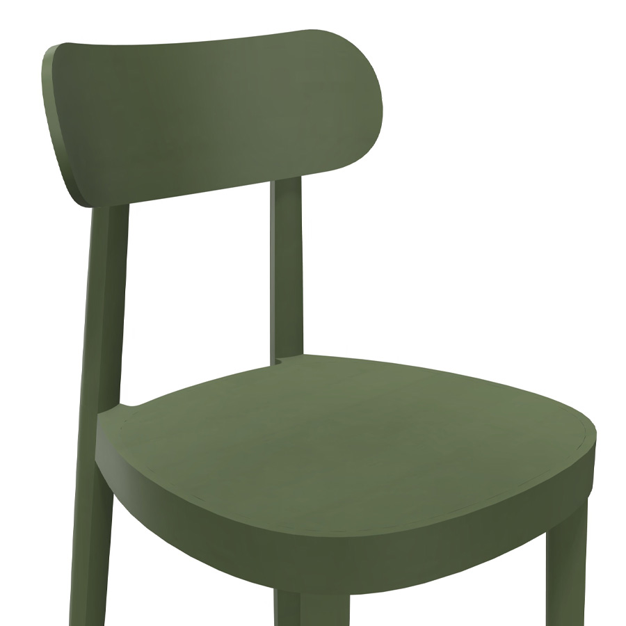 THONET 118 M Holzstuhl mit Muldensitz Buche olivgrün - Detailaufnahme
