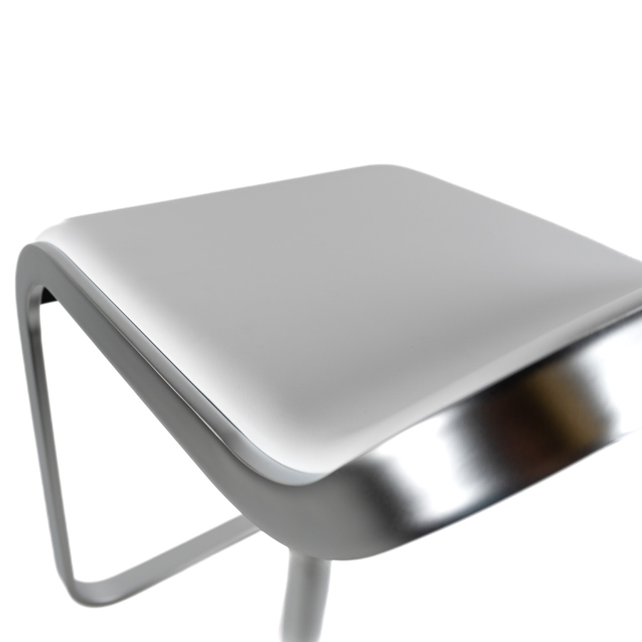 lapalma LEM S80 Barhocker | Ledersitz weiß | Gestell verchromt | Gasfeder chrom