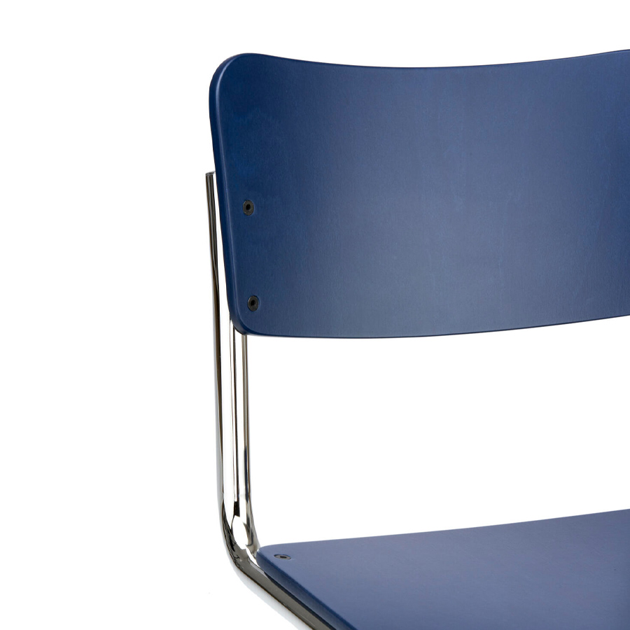 THONET Stahlrohr-Freischwinger S 43 K für Kinder - kobaltblau gebeizt - Gestell verchromt - Rückenlehne