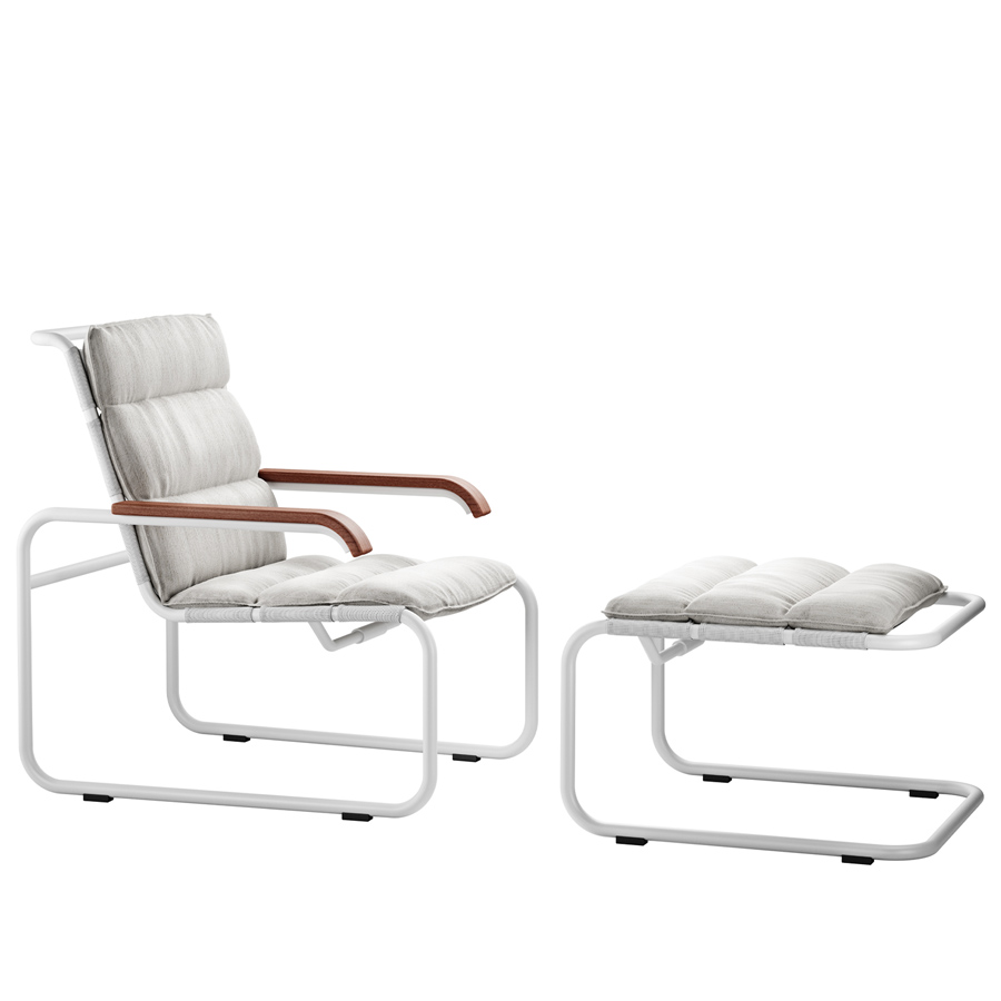 THONET Kissenauflage für Stahlrohr-Freischwinger S 35 N - Farbe weiß natur