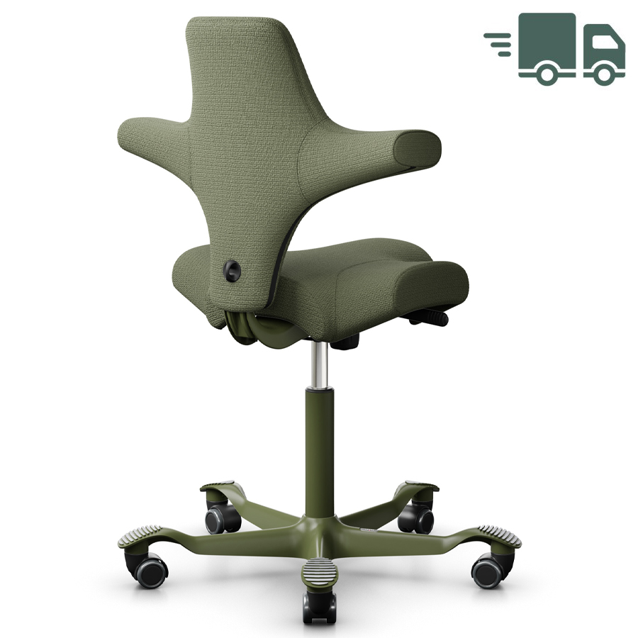 HAG Capisco 8106 mit Designstoff Sirdal in Grün - Gestell Moss grey