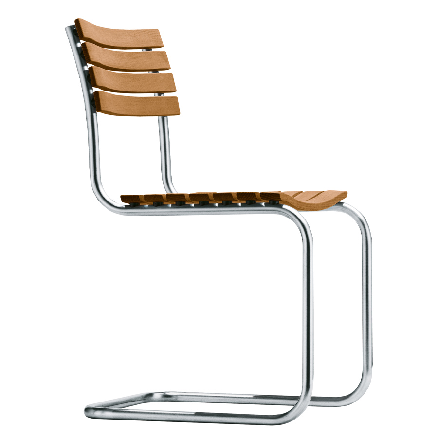 THONET S 40 Gartenstuhl Stahlrohr-Freischwinger - Gestell verchromt