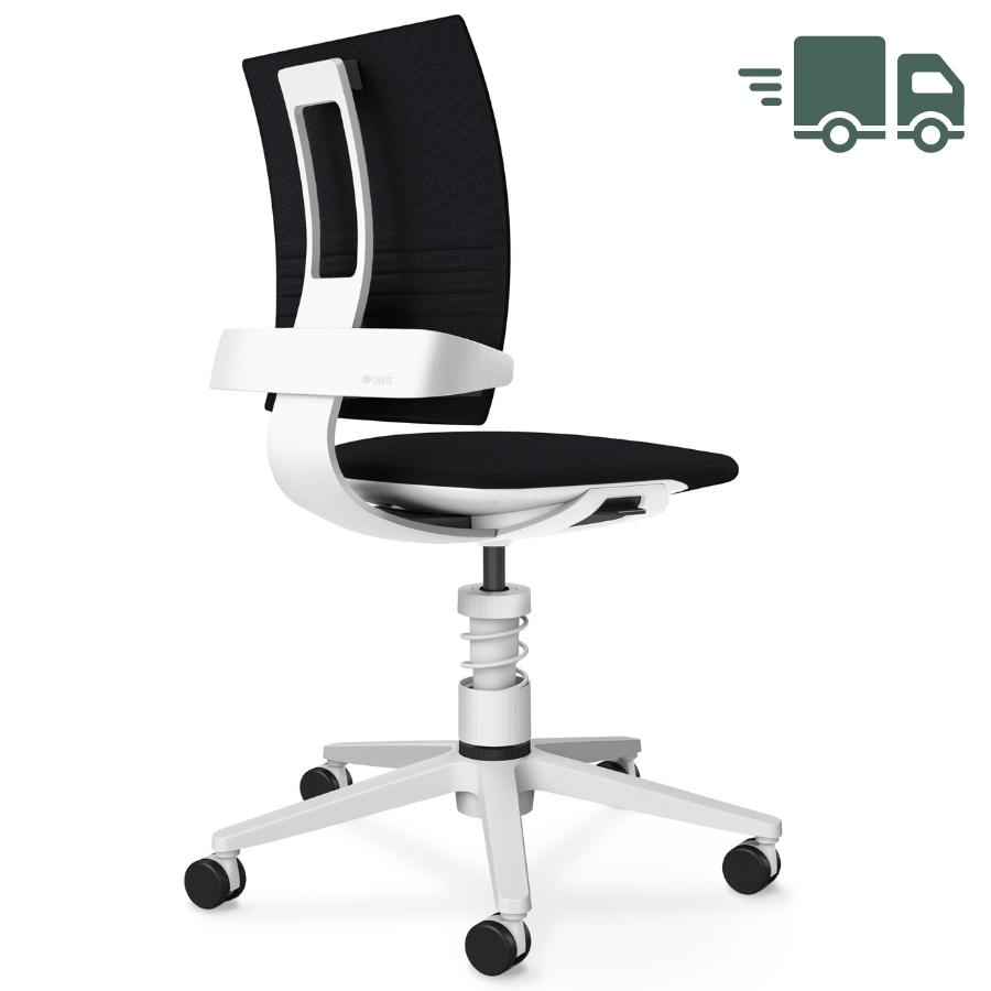 Aeris NEW 3Dee Bürostuhl | Stoff Cura schwarz | Standard-Feder | Gestell weiß
