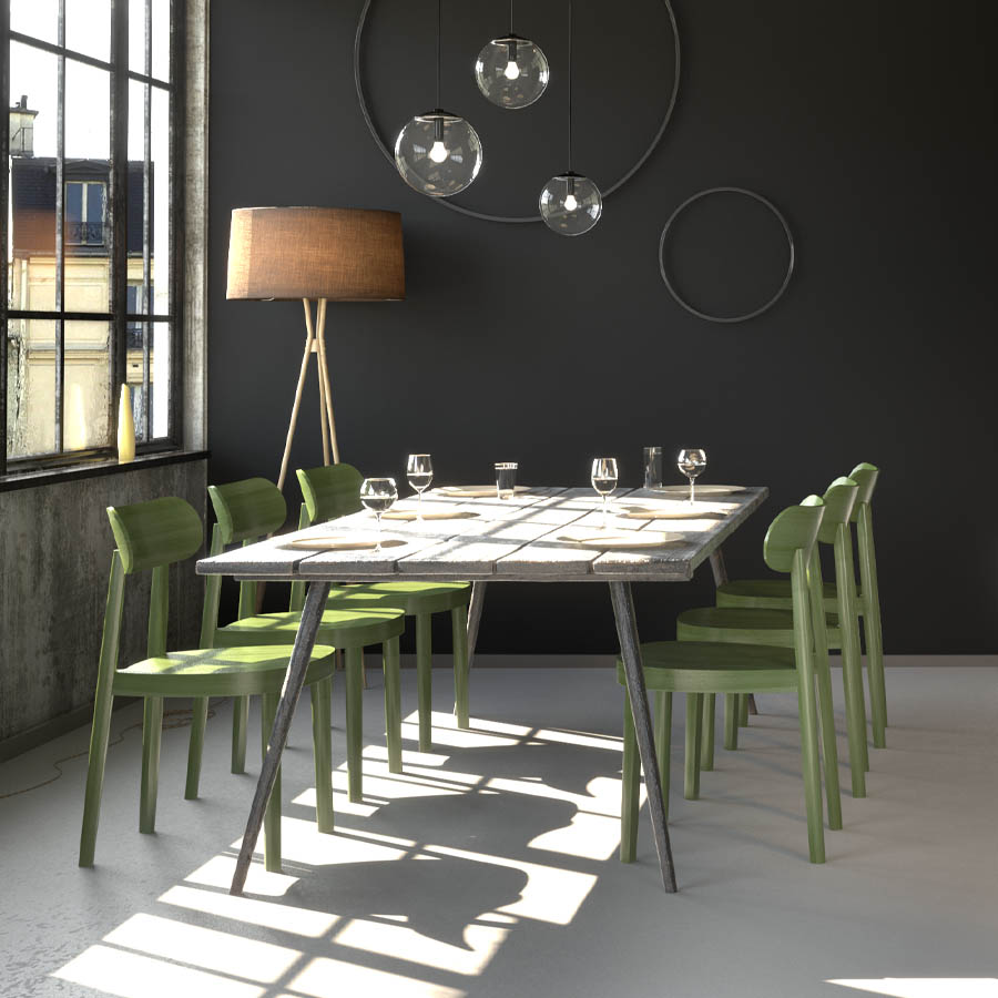 THONET 118 M Holzstuhl | Muldensitz | Buche gebeizt olivgrün