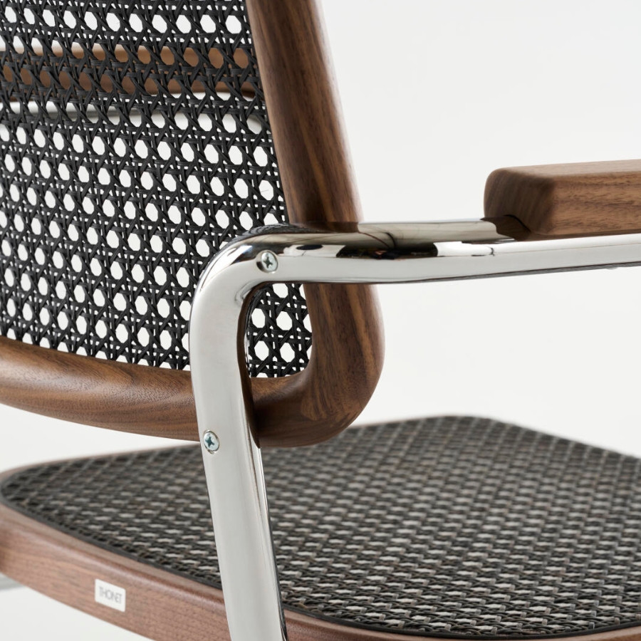 THONET S 64 V | Dark Melange Nussbaum Pure Materials | Stahlrohr-Freischwinger | Gestell verchromt