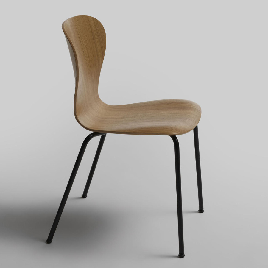 THONET S 220 Formholz-Stuhl | Eiche klar lackiert | Gestell schwarz