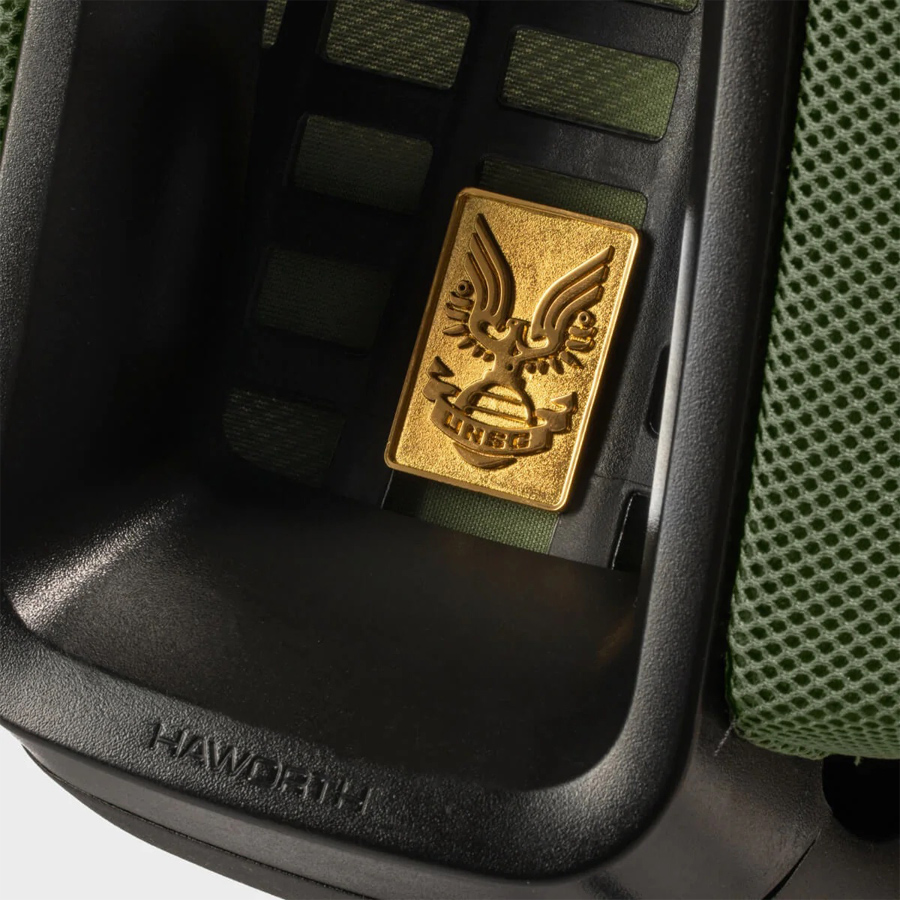 Haworth Fern X Halo Gaming Chair mit Leder-Sitzfläche - Plakette Rückseite