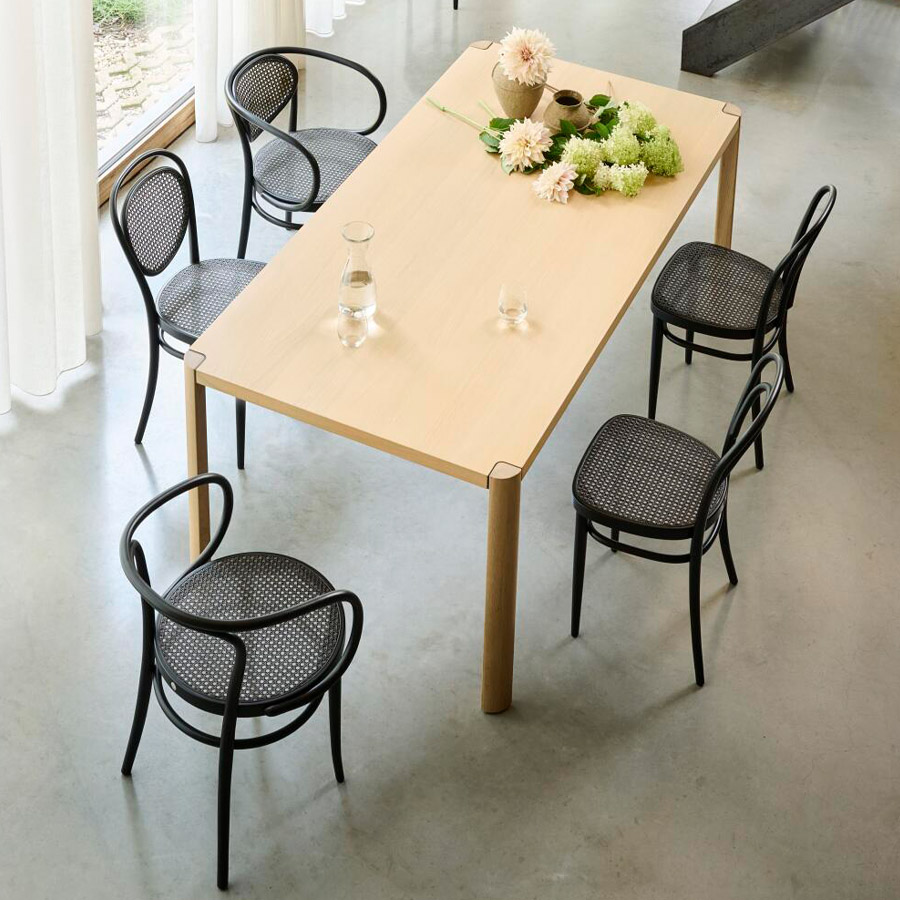 THONET 214 Bugholzstuhl Dark Melange | Rohrgeflecht-Sitz | Buche schwarz gebeizt