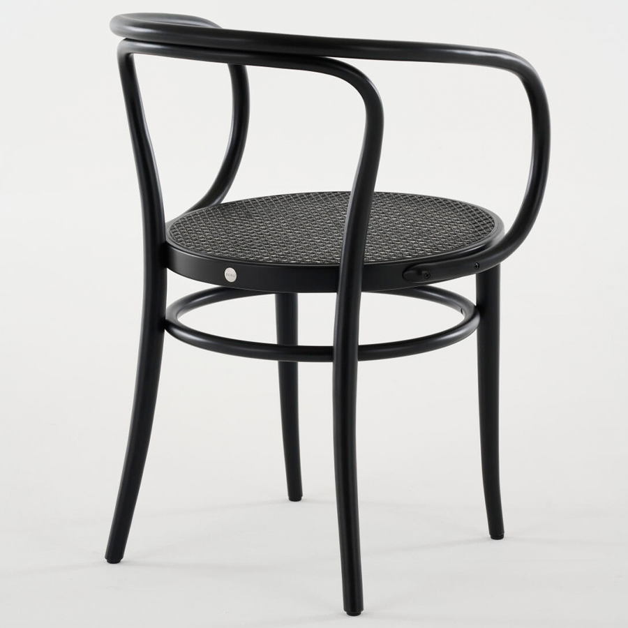 THONET 209 Bugholzarmlehnenstuhl Dark Melange | Rohrgeflecht-Sitz | Buche schwarz gebeizt