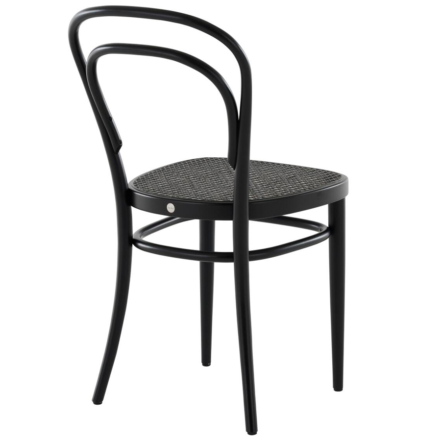 THONET 214 Bugholzstuhl Dark Melange | Rohrgeflecht-Sitz | Buche schwarz gebeizt