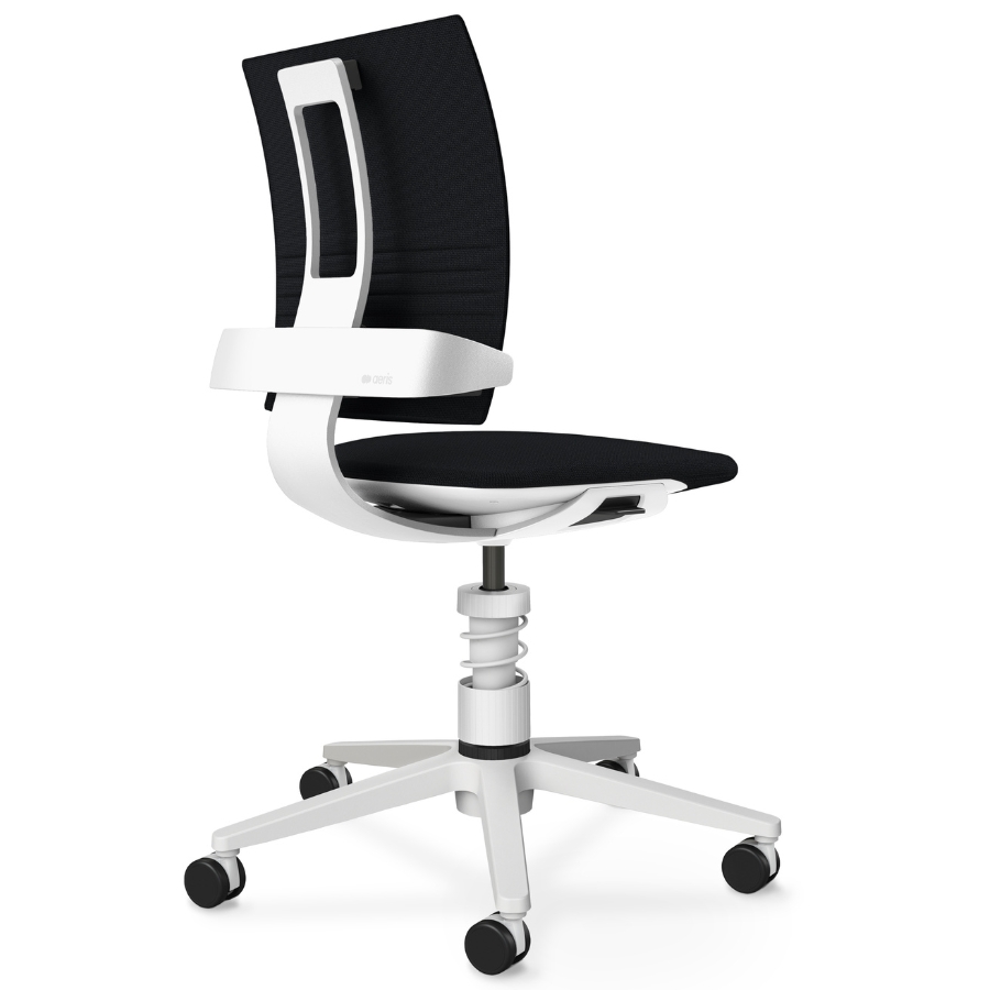 Aeris NEW 3Dee Bürostuhl | Stoff Cura schwarz | Standard-Feder | Gestell weiß
