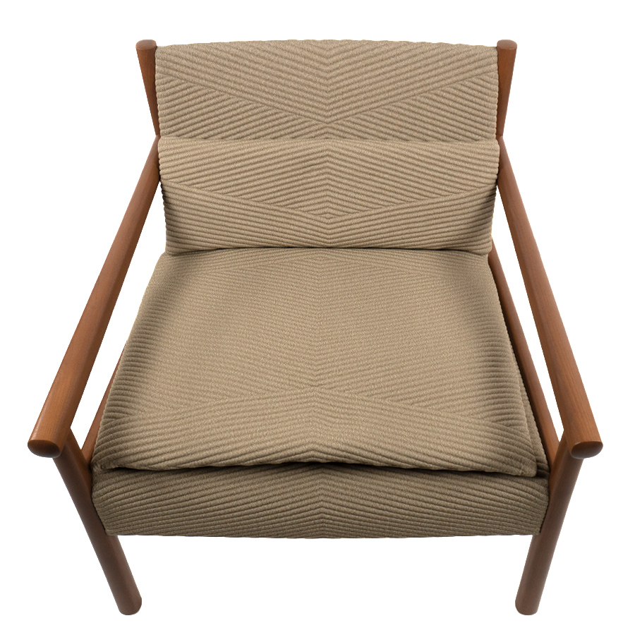 Arper Kata Lounge Sessel gemustert | Sitzfläche Wheat | MIT Sitzkissen | Gestell Robinia