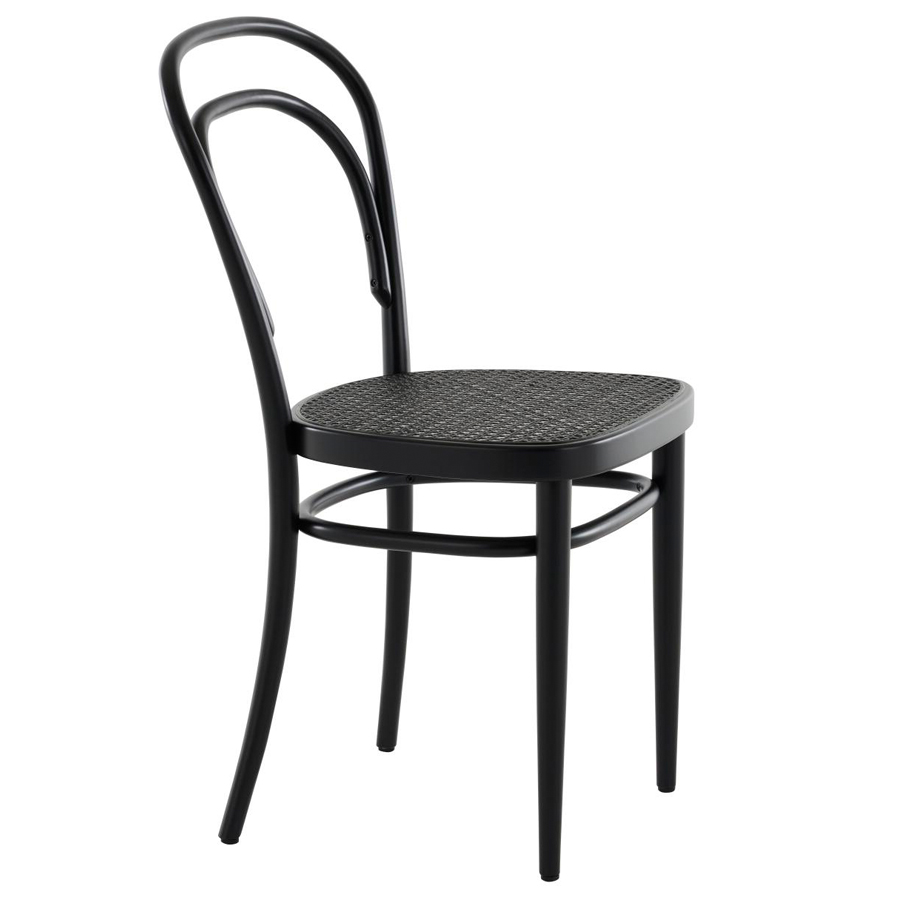 THONET 214 Bugholzstuhl Dark Melange | Rohrgeflecht-Sitz | Buche schwarz gebeizt