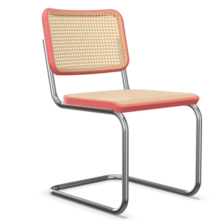 THONET S 32 V | Konfigurator Buche farbig gebeizt | Stahlrohr-Freischwinger | Gestell verchromt