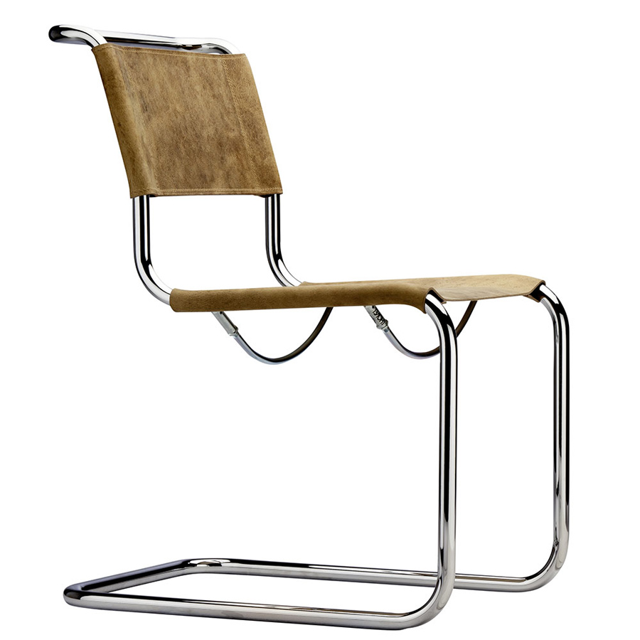 THONET Stahlrohr-Freischwinger S 33 | KONFIGURATOR | Sitz und Rücken Kernleder | Gestell chrom