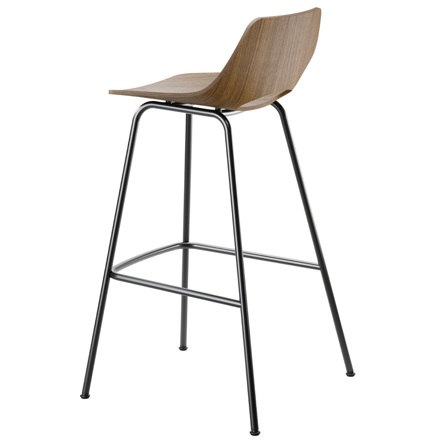 THONET S 661 H Barhocker | Edelholz Nussbaum | Gestell schwarz matt