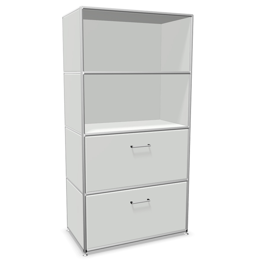 Bosse Modul Space Kombiregal - unten 2 Klappen - oben 2 offene Regalfächer - weiß