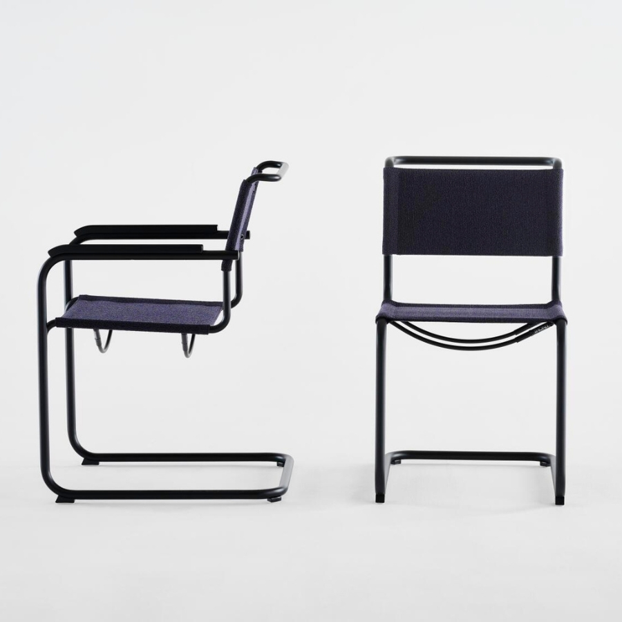 THONET Stahlrohr-Freischwinger S 33 V | Gestell schwarz | Stoffgewebe | Konfigurator