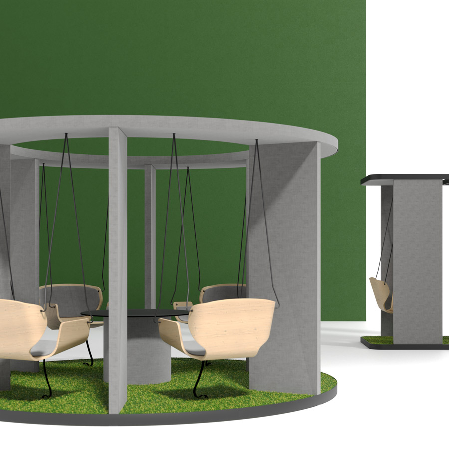 Bejot SOCIAL SWING ROUND - Büroschaukel mit bis zu 4 Schaukeln