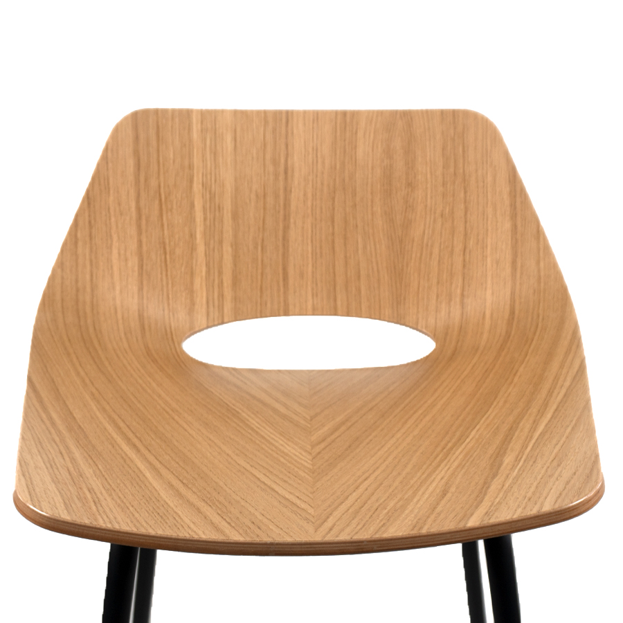 THONET S 661 H Barhocker | Edelholz Eiche klar lackiert | Gestell schwarz matt