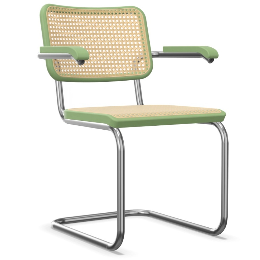 THONET S 64 V | Konfigurator Buche farbig gebeizt | Stahlrohr-Freischwinger | Gestell verchromt