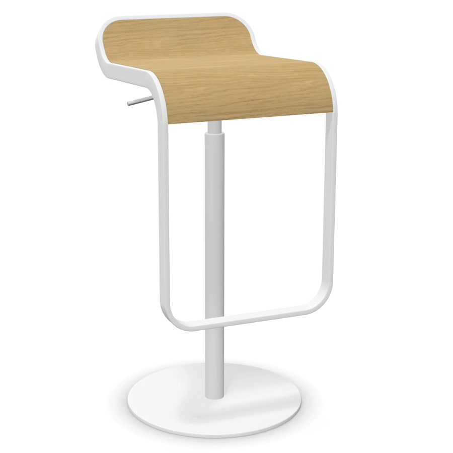 lapalma LEM S80 Barhocker | Gestell weiß | Sitz Holz | Gasfeder pulverlackiert | Beispielbild