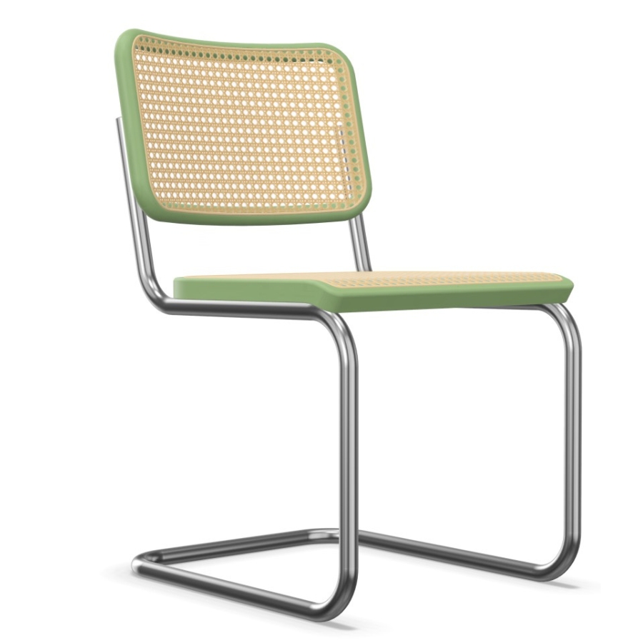 THONET S 32 V | Konfigurator Buche farbig gebeizt | Stahlrohr-Freischwinger | Gestell verchromt