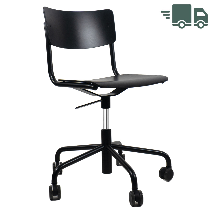 THONET S 43 DR | Drehsessel | Buche schwarz gebeizt | Rollen und Gestell schwarz