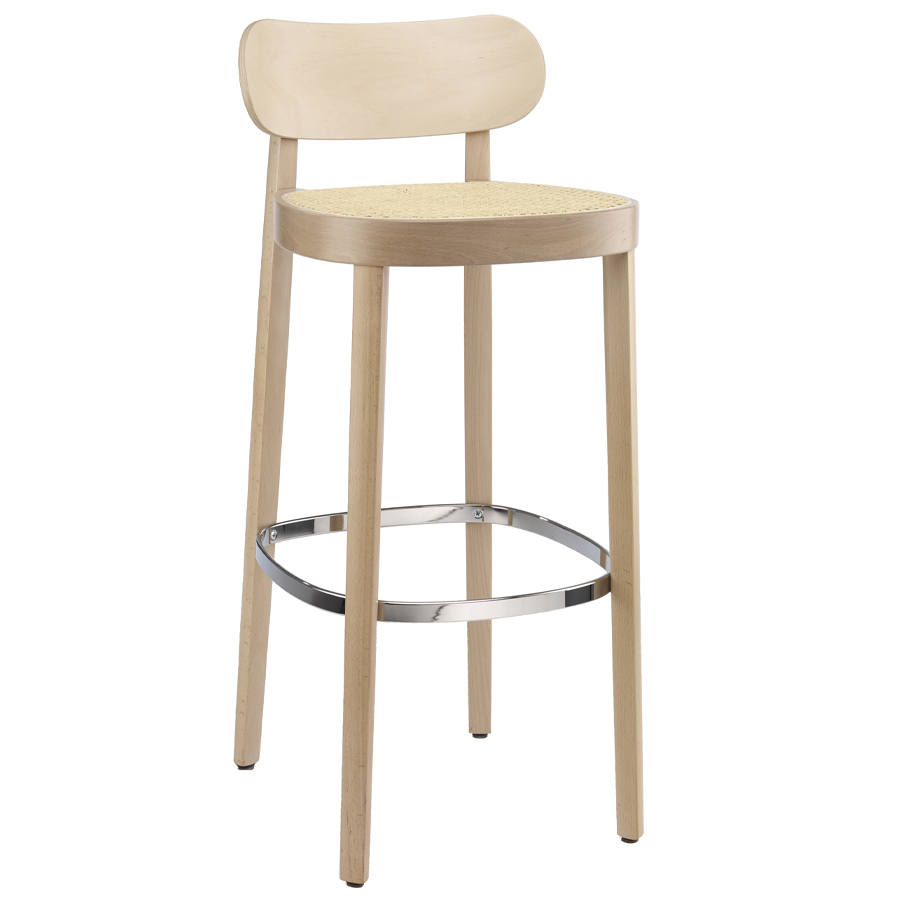 THONET 118 H Barhocker Buche gebeizt aufgehellt mit Sitz-Rohrgeflecht