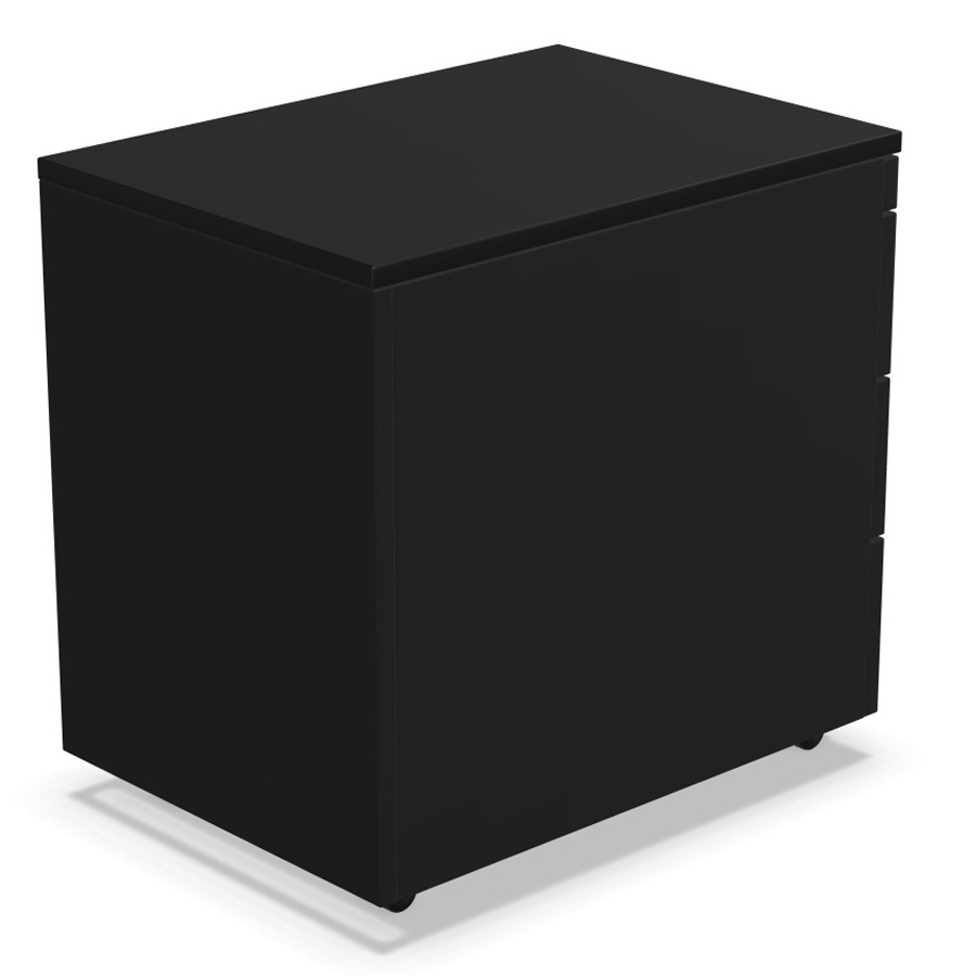 Palmberg Rollcontainer ORGA Plus 1-3-3-3 schwarz mit Griffen weiß - Tiefe 60 cm - Rückansicht