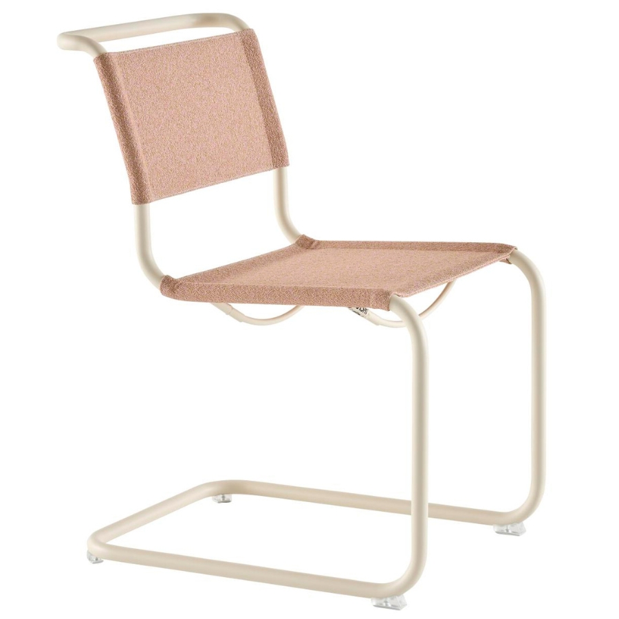 THONET Stahlrohr-Freischwinger S 33 V | Gestell perlweiß | Stoffgewebe | Konfigurator