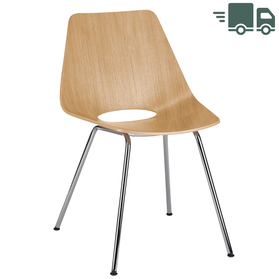 THONET S 661 Stahlrohrstuhl Edelholz Eiche - Gestell chrom