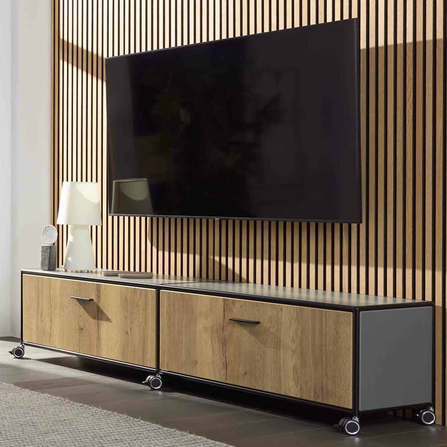 Bosse Solutions TV-Board auf Rollen | Klappen | Black Edition