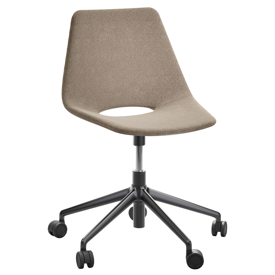 THONET S 661 PVDR Formholz-Stuhl - vollgepolstert - Fußkreuz schwarz mit Rollen