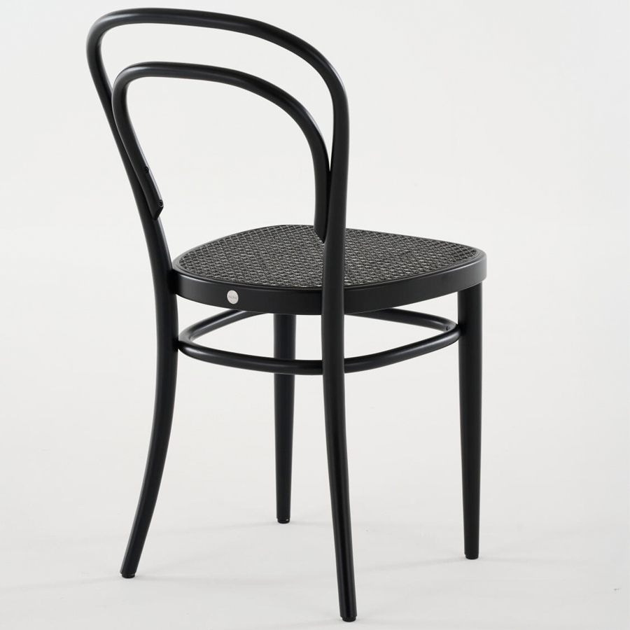 THONET 214 Bugholzstuhl Dark Melange | Rohrgeflecht-Sitz | Buche schwarz gebeizt
