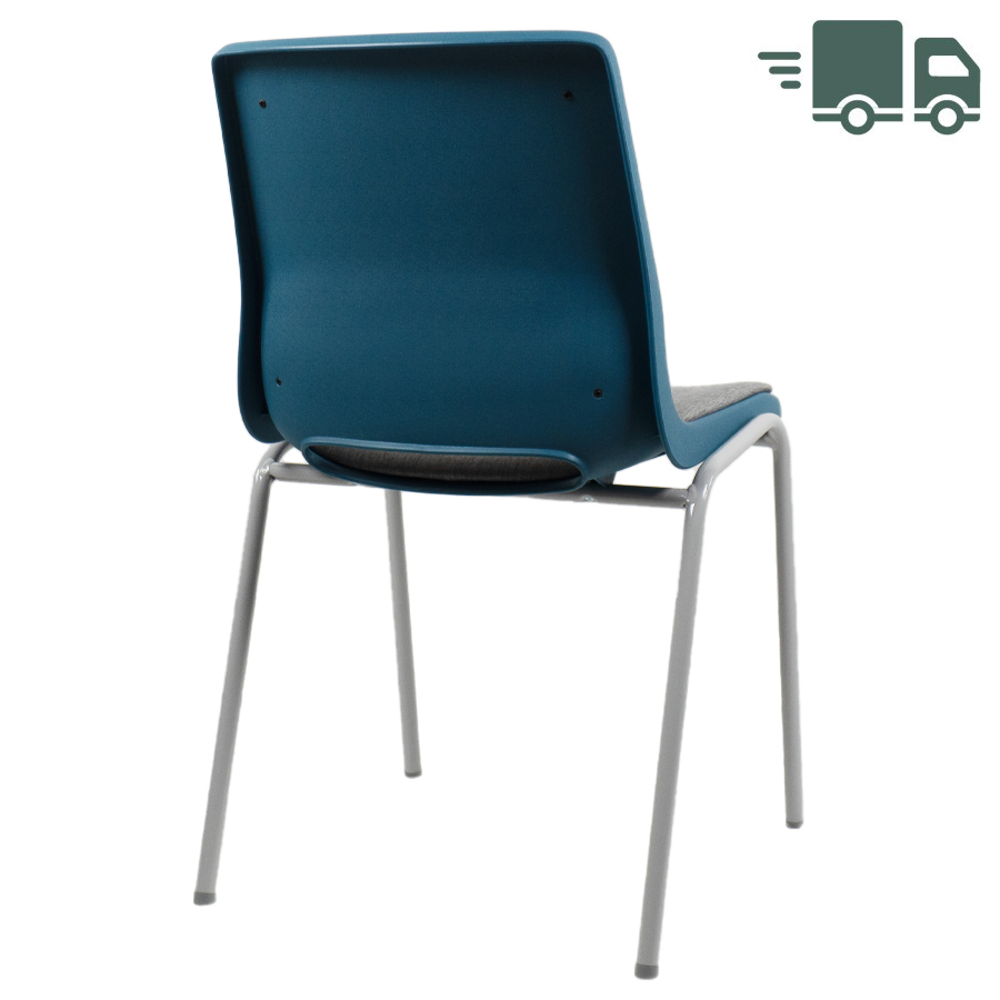 Profim Ana Sitz und Rücken gepolstert | Stoff Nexus hellgrau | Schale Teal blue | Gestell Misty grey