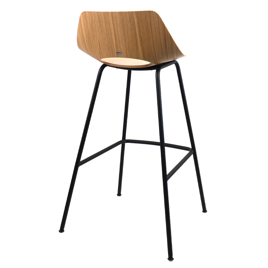 THONET S 661 H Barhocker | Edelholz Eiche klar lackiert | Gestell schwarz matt