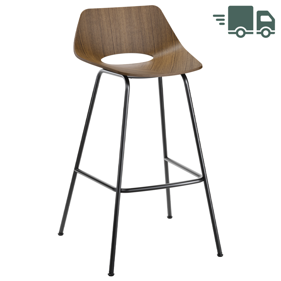 THONET S 661 H Barhocker | Edelholz Nussbaum | Gestell schwarz matt