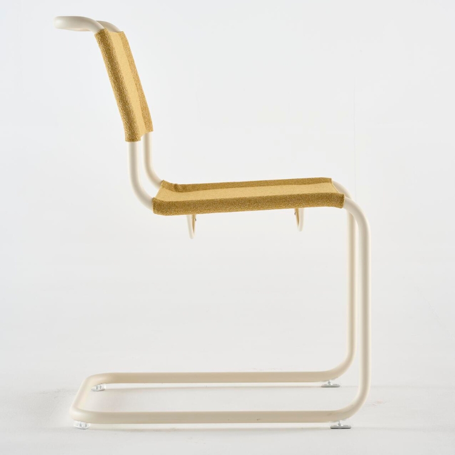 THONET Stahlrohr-Freischwinger S 33 V | Gestell perlweiß | Stoffgewebe | Konfigurator