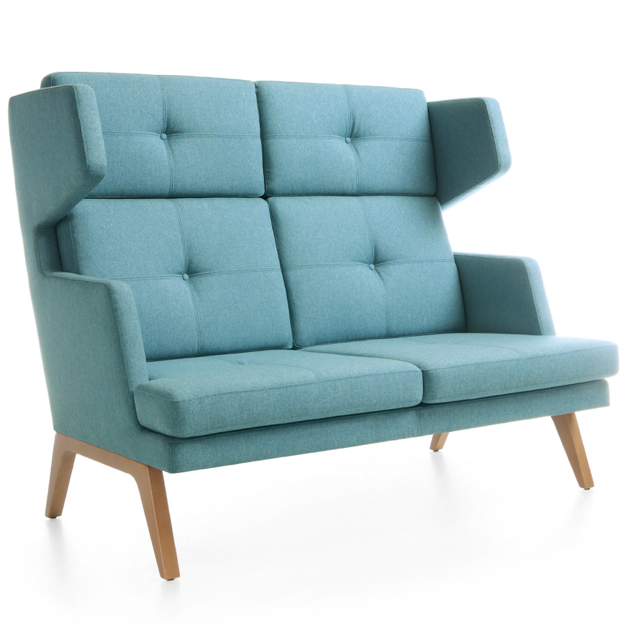 Profim October 2-Sitzer Sofa - Stoff Main Line Flax MLF25 - Gestell Holz Buche - Front