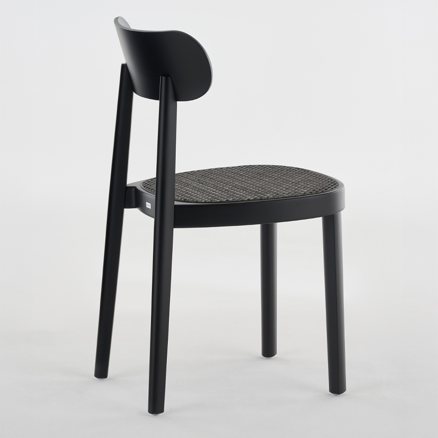 THONET 118 Holzstuhl  Dark Melange schwarz | Rohrgeflecht-Sitz | Buche gebeizt schwarz