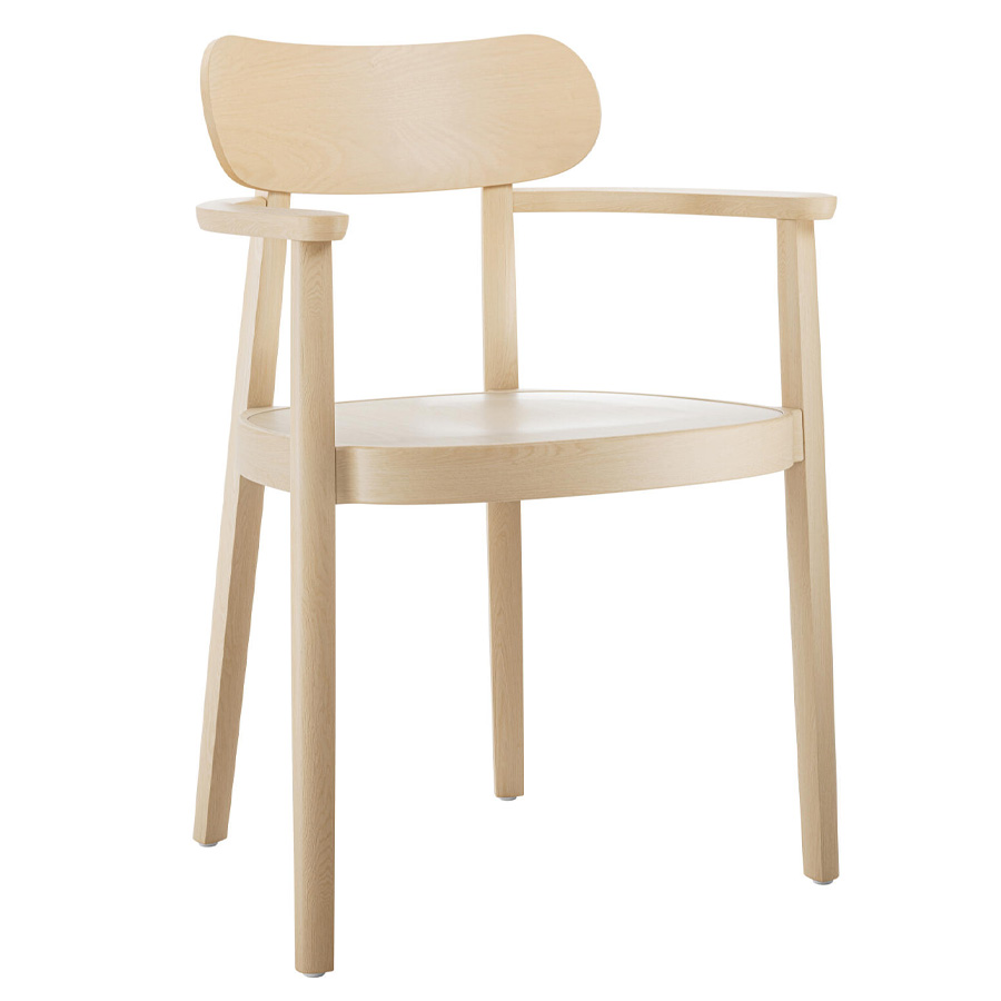 THONET 118 MFV Holzstuhl mit Armlehnen | Muldensitz | Buche gebeizt aufgehellt
