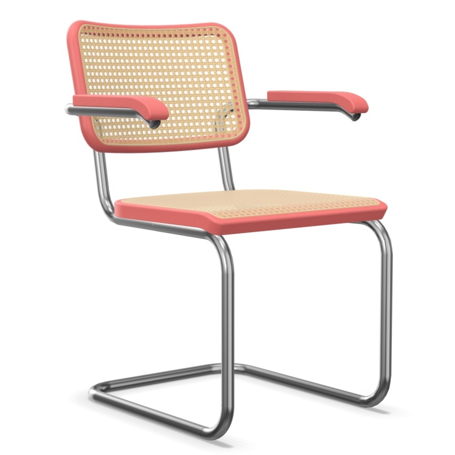 THONET S 64 V | Konfigurator Buche farbig gebeizt | Stahlrohr-Freischwinger | Gestell verchromt