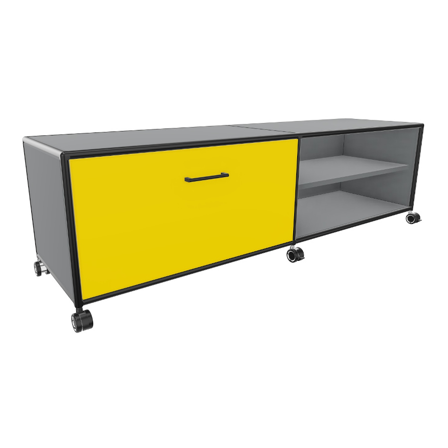 Bosse TV-Board Black Edition Höhe 1 OH Breite 160 cm in Le Corbusier mit Klappe und offenen Fach