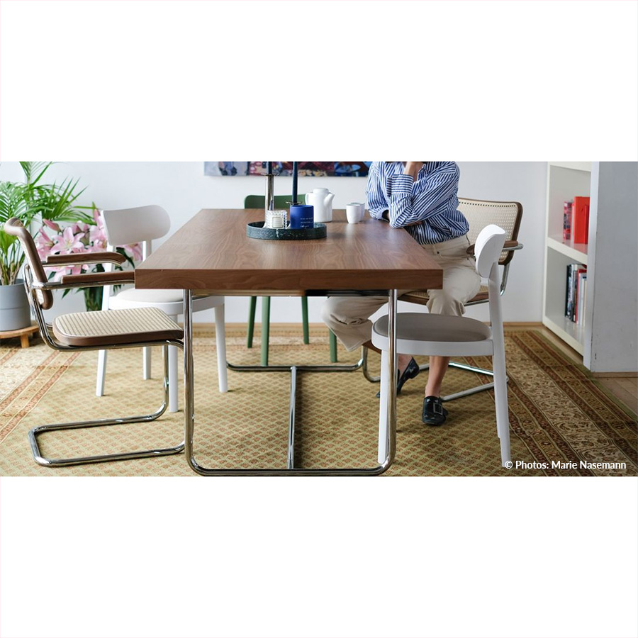 THONET S 1070 Allrounder-Tisch Nussbaum Massivholz | Konfigurator | Gestell Stahlrohr