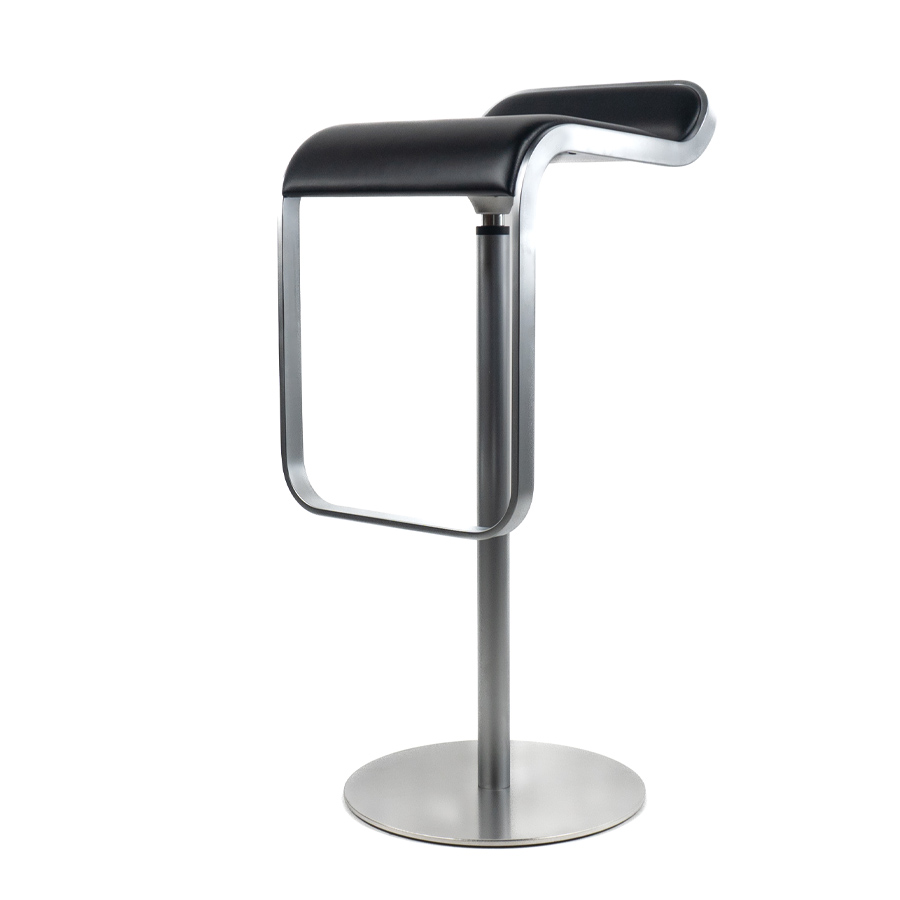 lapalma LEM S81 Barhocker | Fixe Höhe | Ledersitz schwarz | Gestell verchromt