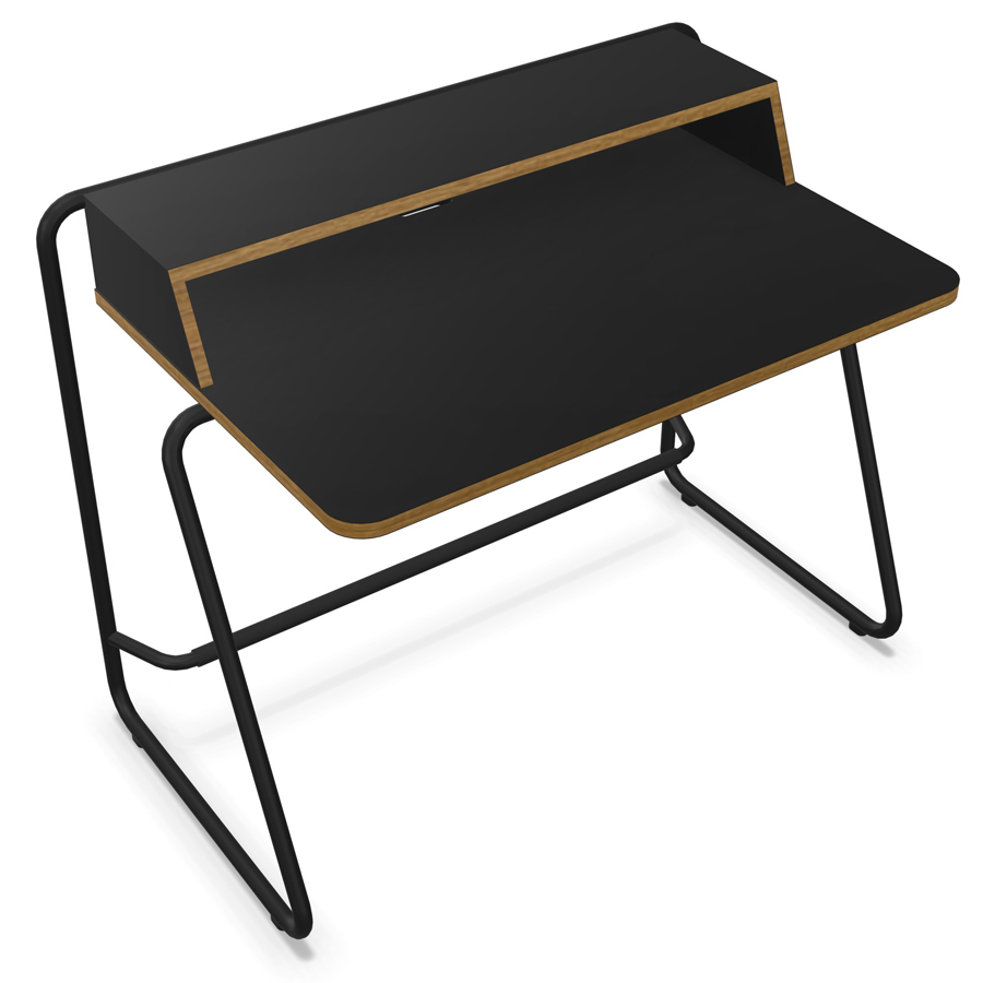 THONET Stahlrohr Schreibtisch S 1200 deep black | Kante Eiche geölt | Gestell schwarz