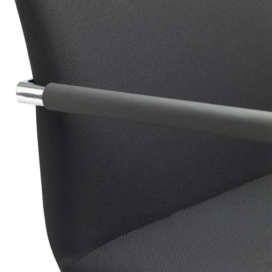 THONET S 55 PF Evo Konferenzstuhl mit Armlehnen schwarz | Gestell chrom